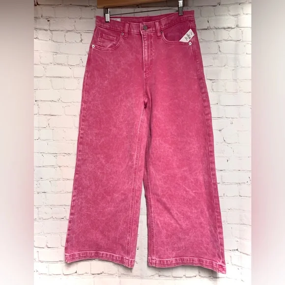 NEW GAP High Rise Stride Ankle Wide Leg Jeans Sugar Plum Pink Size 28 6 - Picture 2 of 6